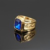 304 Stainless Steel with Cubic Zirconia Dragon Pattern Finger Rings for Men FS-WGD623F-24-1