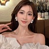 Snowflake with Round Alloy Crystal Rhinestone Dangle Stud Earrings FS-WGD1A25-01-3