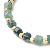 Natural Gemnstone & Brass & Shell Pearl Beaded Stretch Bracelets for Women BJEW-JB13499-5