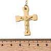 304 Stainless Steel Rosary Bead Necklaces Cross Virgin Pendant Necklaces NJEW-P348-01G-5