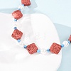 Dyed Natural Lava Rock & Round Synthetic Turquoise & Imitation Pearl Beaded Necklaces GG-CBA922D-07C-3