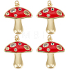 6Pcs Autumn Theme Real 18K Gold Plated Brass Micro Pave Cubic Zirconia Pendants ZIRC-BBC0002-34-1