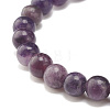 Natural Lepidolite/Purple Mica Round Beaded Stretch Bracelet BJEW-JB07743-02-4