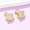 Brass Micro Pave Cubic Zirconia Rhombus Hoop Earrings EJEW-B153-09G-1