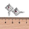 Brass Cubic Zirconia Rhombus Stud Earrings Findings KK-B087-04P-1-3