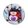 Printed Flat Round Christmas Themed Acrylic Pendants OACR-L018-05D-1