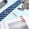4Pcs 4 Colors Alloy Glasses Frame Shape Tie Clip for Clothes Dresses Decoration JEWB-BC0001-10-5