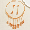 Alloy Floral Long Tassel Necklace & Earrings Set for Weddings and Formal Events DR5549-5