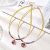 2Pcs 2 Styles Violet K9 Glass Teardrop Heart Pendant Colorful Electroplated Glass Faceted Rondelle Beaded Necklaces NJEW-JN05753-1