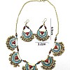Bohemian Alloy Enamel & Wood Bead & Glass & Resin Tassel Pendant Necklaces & Dangle Earrings Sets FS-WG7EA3D-01-4