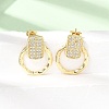 Brass Micro Pave Cubic Zirconia Stud Earrings KK-CBA5B62-03B-G-1