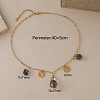 European Style Nuggets Glass & Stainless Steel Coin Pendant Paperclip Chain Necklaces for Women TV7239-3-3