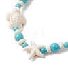 2Pcs Starfish & Turtle Synthetic Turquoise Beads Stretch Bracelets for Women BJEW-JB11921-6