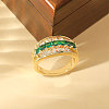 Brass Micro Pave Cubic Zirconia Finger Rings for Women WG07BF8-01-4