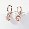 Heart Brass Clear Cubic Zirconia Hoop Earrings FS-WGFA497-01-1