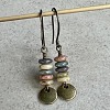 Alloy Lampwork Rondelle Beaded Dangle Earrings FS-WGC6024-01-1