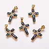 Brass Micro Pave Cubic Zirconia Pendants X-ZIRC-F057-02A-1