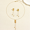 Elegant Stainless Steel Heart Pendant Lariat Necklace & Earrings Bracelet Set for Women Party Gift LF0816-5