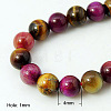 Natural Rose Tiger Eye(Dyed & Heated) and Yellow Tiger Eye(Dyed & Heated) Beads Strands G-G101-4mm-1-1