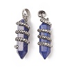 Natural Lapis Lazuli Double Terminal Pointed Pendants G-C051-02F-3