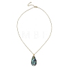 Natural Paua Shell Teardrop Pendant 304 Stainless Steel Cable Chain Necklaces NJEW-JN06362-3