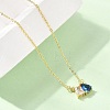 Brass Pave Cubic Zirconia Rectangle & Teardrop Pendant Cable Chain Necklaces KK-CBAB173-05G-04-2