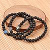 Cross Natural Lava Rock Beaded Stretch Bracelets BJEW-JB02258-1