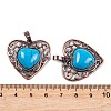 Synthetic Turquoise Peach Love Heart Pendants G-G158-01-09-3