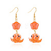 Iron & Glass & Porcelain Dangle Earrings WG76621-01-2