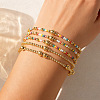 5Pcs 5 Styles Brass & Glass Beads Stretch Bracelets LM8545-1-1