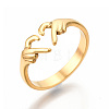 Ion Plating(IP) 304 Stainless Steel Hand Heart Cuff Rings RJEW-N038-121LG-1