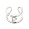 Clear Cubic Zirconia Initial Letter Open Cuff Ring RJEW-A012-01P-P-1