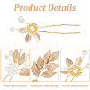 GOMAKERER 9Pcs 3 Style Bridal Leaf Alloy Hair Forks OHAR-GO0001-06-4