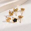 3 Pairs Fashionable Butterfly & Flower & Clover Stainless Steel Stud Earring Sets JY4608-4