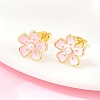 Flower Brass Enamel Stud Earrings EJEW-T051-08A-1