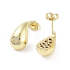 Teardrop Rack Plating Brass Cubic Zirconia Stud Earrings for Women EJEW-B047-02G-11-2