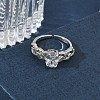 Brass Pave Clear Single Cubic Zirconia Cuff Open Rings RJEW-H268-01P-2