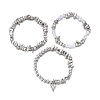 3Pcs 3 Styles Alloy & CCB Plastic Nuggets Beads Charm Bracelets & Stretch Bracelets for Women FS-WG5DF6F-02-2
