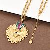 304 Stainless Steel Enamel Heart Pendant Wheat Chain Necklaces NJEW-P430-04A-G-2