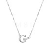304 Stainless Steel Crystal Rhinestone Initial Pendant Necklaces FS-WGCEFCC-07-1