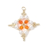 Glass Seed Beaded Star Pendants PALLOY-MZ01165-04-1