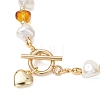 Natural Amber & Shell Pearl Beaded Bracelets for Women BJEW-JB13655-4