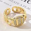 Brass Micro Pave Clear Cubic Zirconia Open Cuff Rings for Women RJEW-K289-02G-U-3