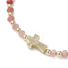 Dyed Natural Malaysia Jade Rondelle Beaded Braided Bead Bracelets BJEW-JB13395-4