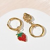 Fruit 304 Stainless Steel Enamel Hoop Dangle Earrings EJEW-T059-01A-3