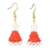 Christmas Hat Glass Seed Braided Dangle Earrings EJEW-MZ00234-1