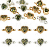 12Pcs 2 Colors Brass Pave Cubic Zirconia Heart Links Connector Charms KK-TA0003-48F-2