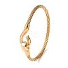 304 Stainless Steel Twisted Rope Cuff Bangles with S Clasps for Women SA-CBA2192-02G-4