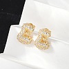 Brass Micro Pave Cubic Zirconia Stud Earrings EJEW-Z091-04G-E-4