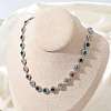 304 Stainless Steel Full Rhinestone Flat Round Link Chain Necklaces for Women SA-CBABBEA-02P-02-1